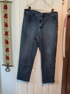 Gloria Vanderbilt Amanda Women's Straight Jeans in Faded Blue Sz 18